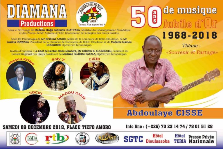 Show-biz : Abdoulaye Cissé en concert géant à Bobo pour ses 50 ans de carrière musicale (1968- 2018).
