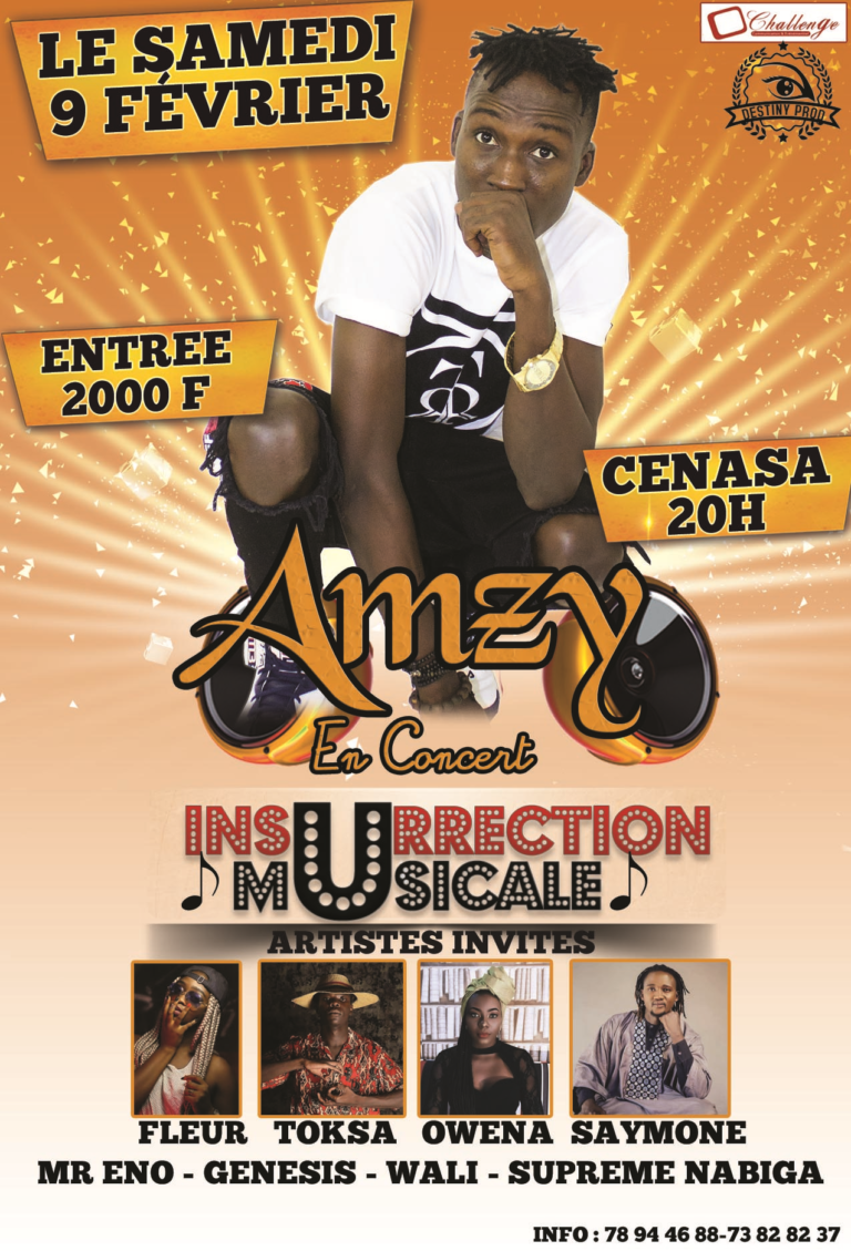Concert dédicace INSURRECTION MUSICALE: L’artiste Amzy prépare quelque chose d’inédit et d’extraordinaire le 09 février.