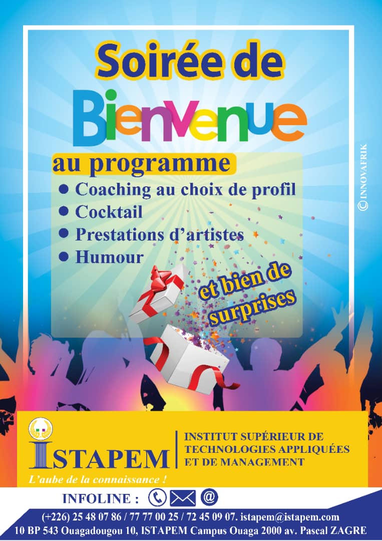 La soirée de bienvenue aux nouveaux bacheliers de l’Institut Supérieur de Technologies Appliquées et de Management (ISTAPEM).