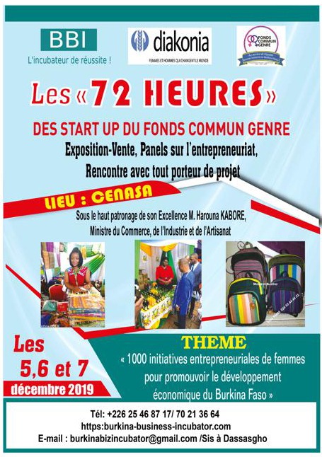 Burkina Business Incubator : Les 72 heures du (FCG), se tiendront du 05 au 07 décembre 2019