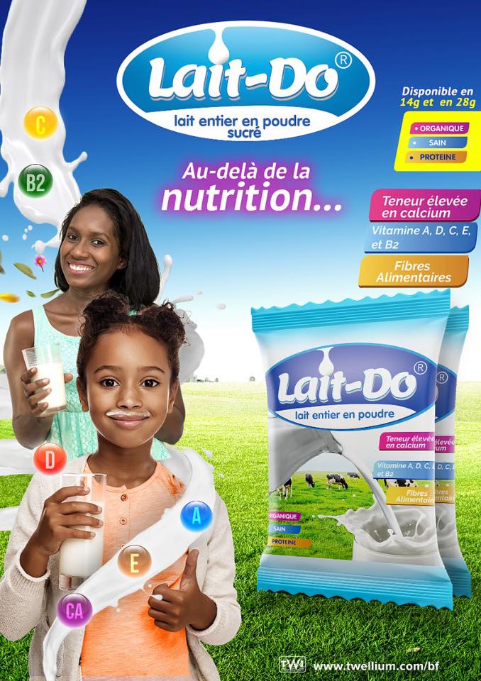 Lait-do est un lait en poudre nature sucré produit au Burkina Faso par TWELLIUM INDUSUSTRIE BURKINA FASO