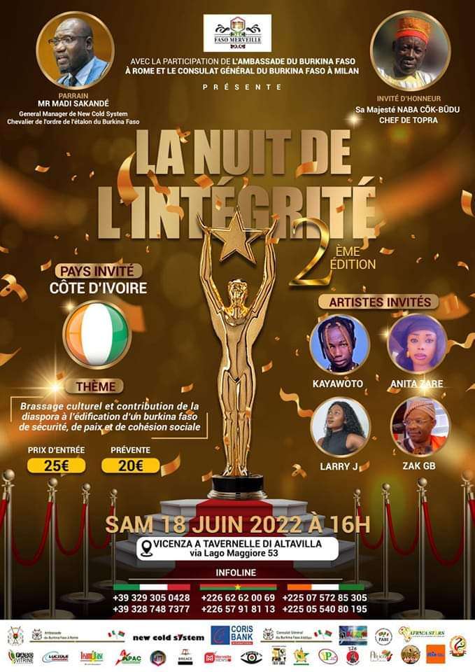 Nuit de l’Intégrité 2022: le grand rendez-vous attendu le 18 juin prochain à Vicenza (Italie)