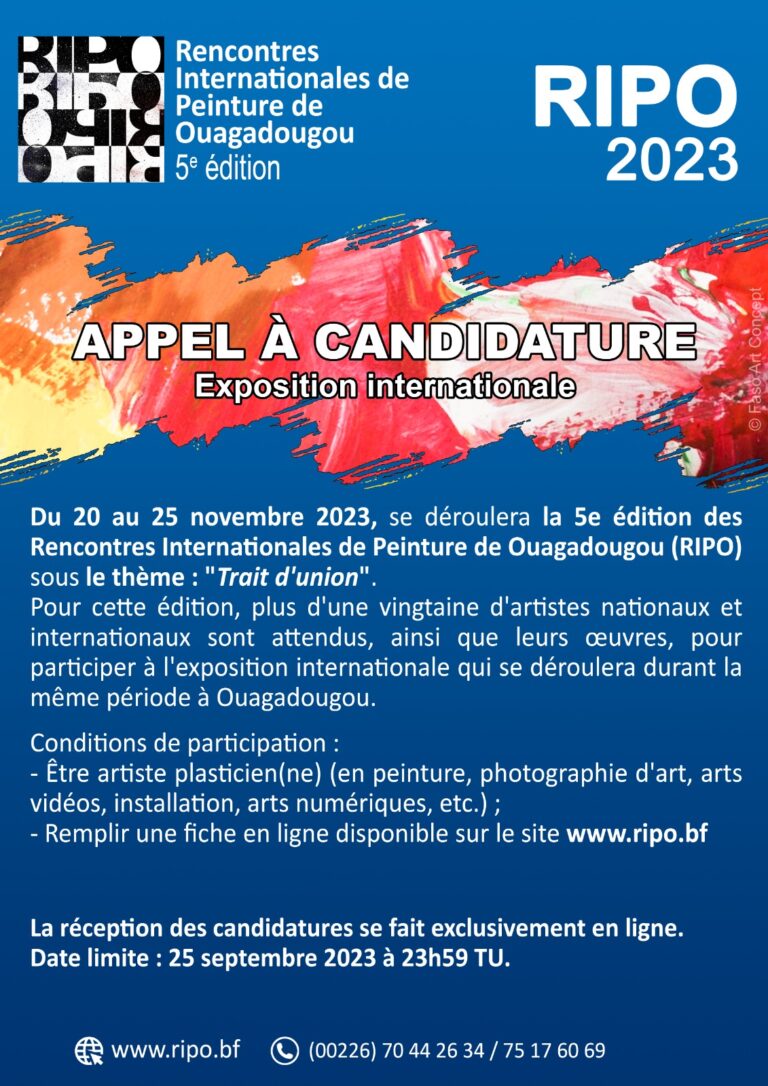 Rencontres Internationales de Peinture de Ouagadougou (RIPO) 2023 : Appel à candidatures