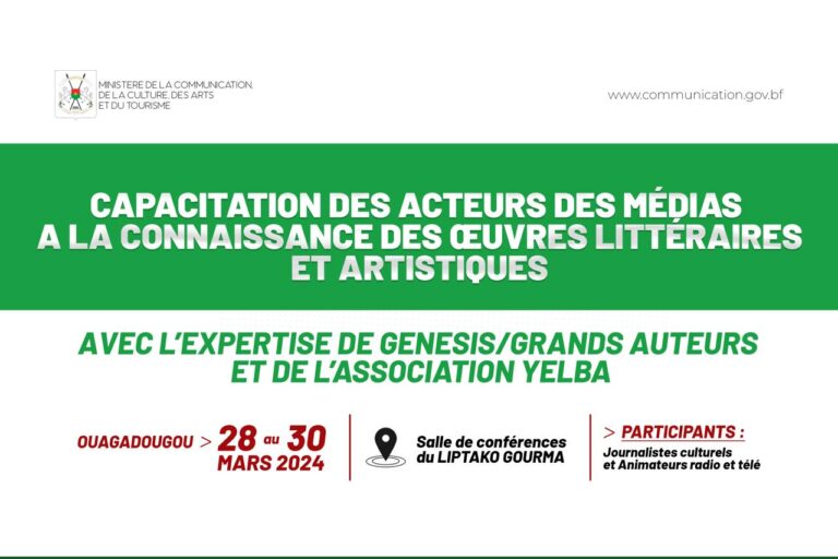 Traitement des œuvres littéraires et artistiques: le MCCAT renforcent des capacités des acteurs de médias